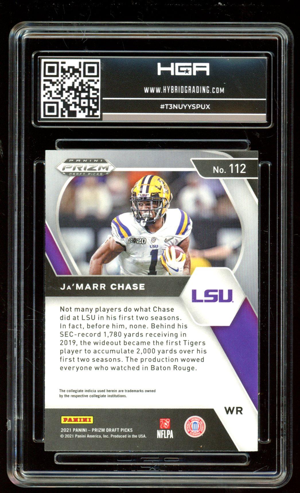 Ja'Marr Chase 2021 Panini Prizm Draft Picks #112 RC (HGA 9.5) at PristineAuction.com Ja'Marr Chase 2021 Panini Prizm Draft Picks #112 RC (HGA 9.5) at PristineAuction.com