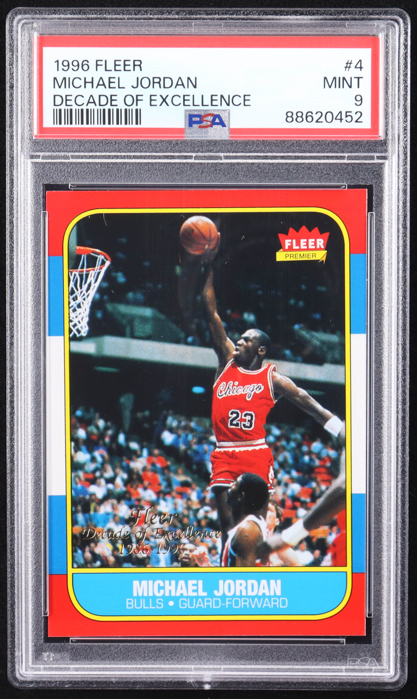 Michael Jordan 1996-97 Fleer Decade of Excellence #4 (PSA 9) at PristineAuction.com Michael Jordan 1996-97 Fleer Decade of Excellence #4 (PSA 9) at PristineAuction.com