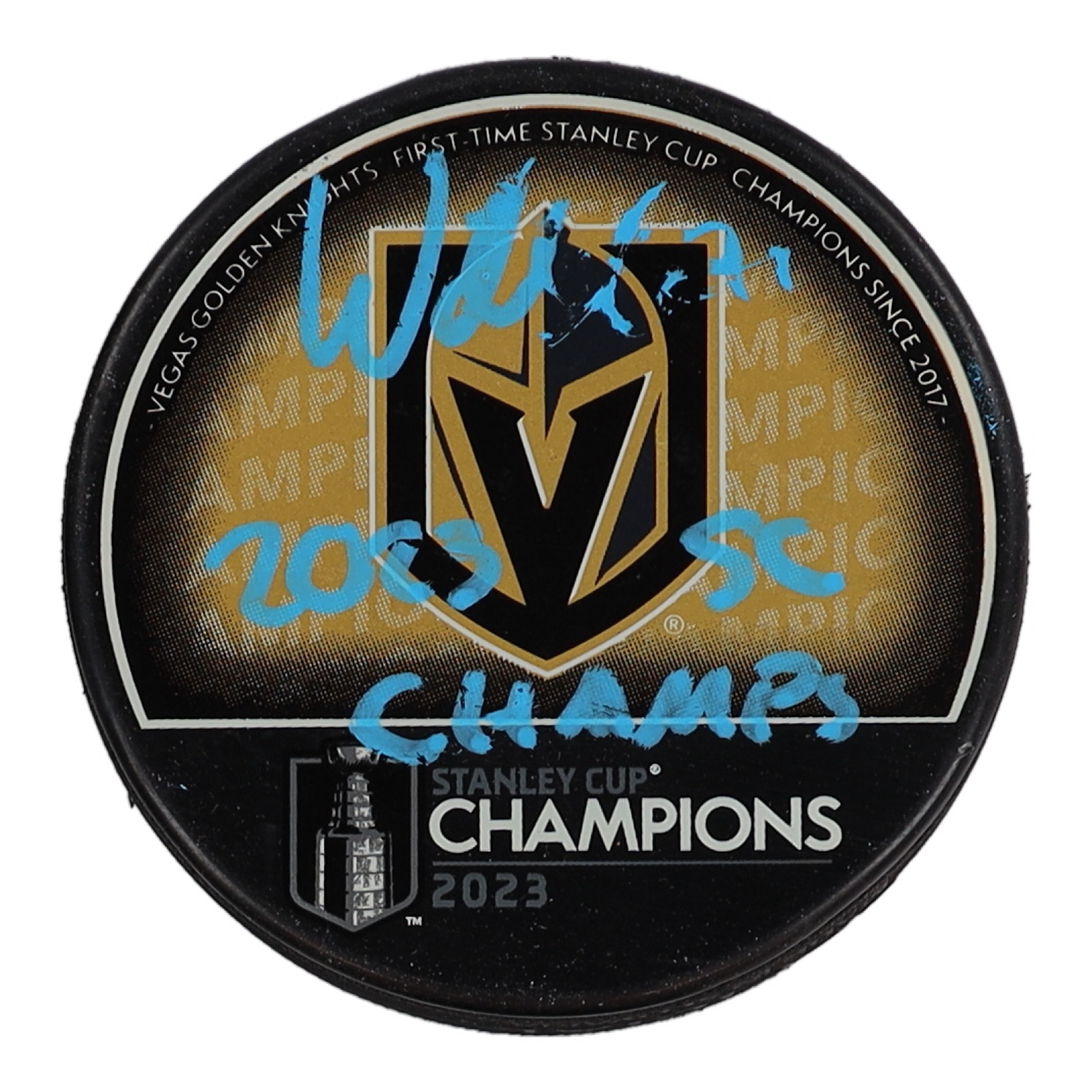 William Karlsson Signed Golden Knights 2023 Stanley Cup Champions Logo Hockey Puck Inscribed "2023 SC Champs" (Fanatics) at PristineAuction.com William Karlsson Signed Golden Knights 2023 Stanley Cup Champions Logo Hockey Puck Inscribed "2023 SC Champs" (Fanatics) at PristineAuction.com