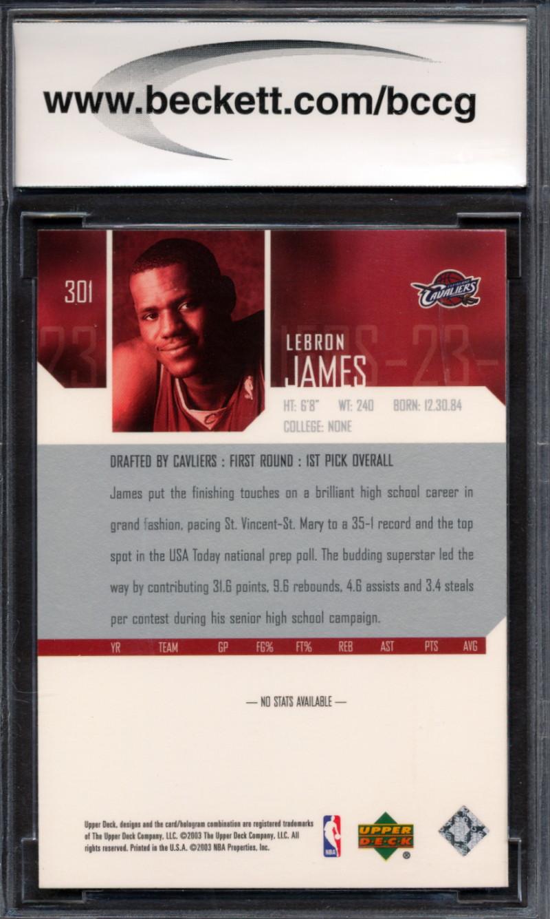 LeBron James 2003-04 Upper Deck #301 RC (BCCG 10) at PristineAuction.com LeBron James 2003-04 Upper Deck #301 RC (BCCG 10) at PristineAuction.com