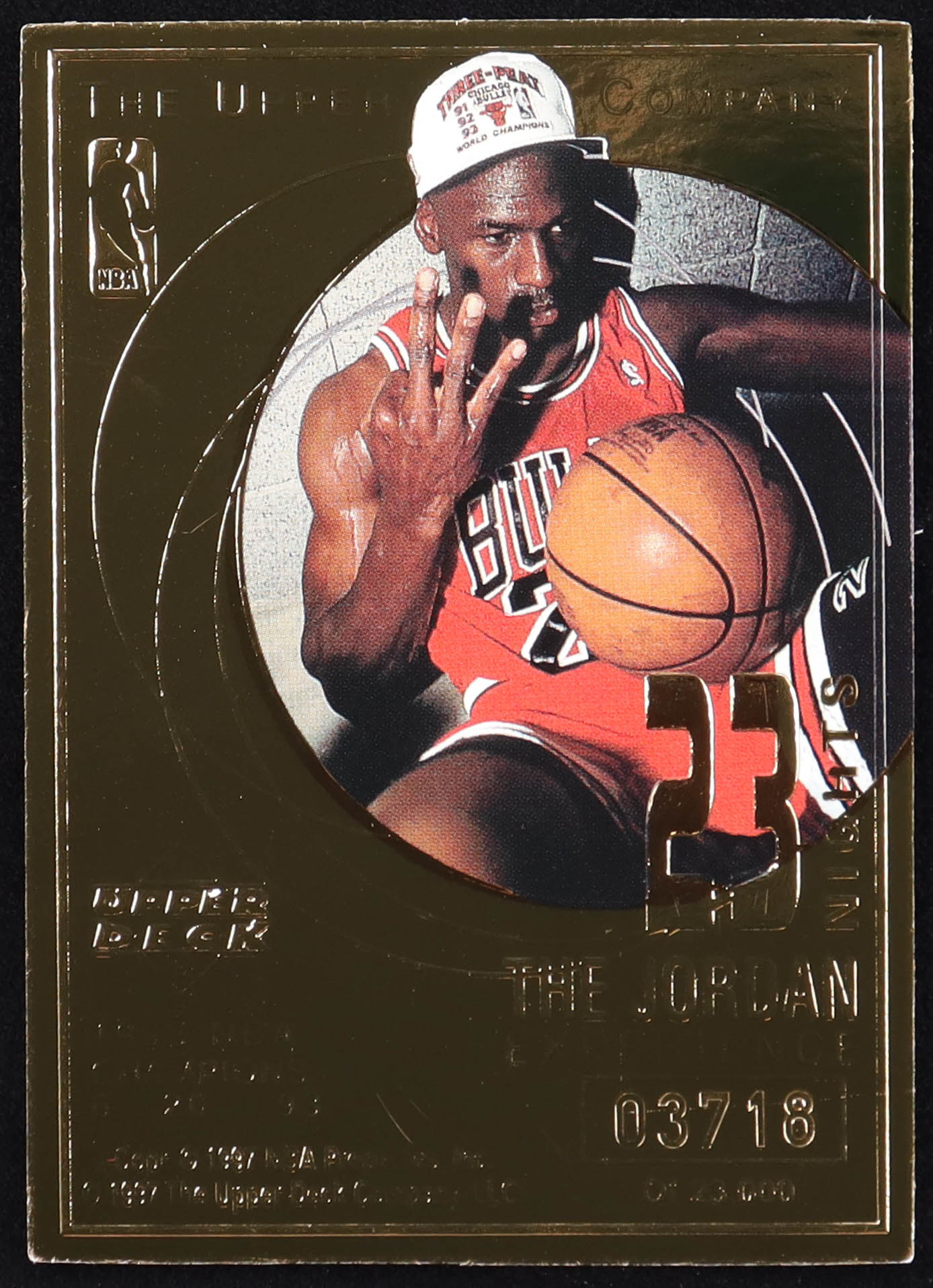 Michael Jordan 1997 Upper Deck The Jordan Experience 23 Nights 22KT Gold Card #/23,000 at PristineAuction.com Michael Jordan 1997 Upper Deck The Jordan Experience 23 Nights 22KT Gold Card #/23,000 at PristineAuction.com