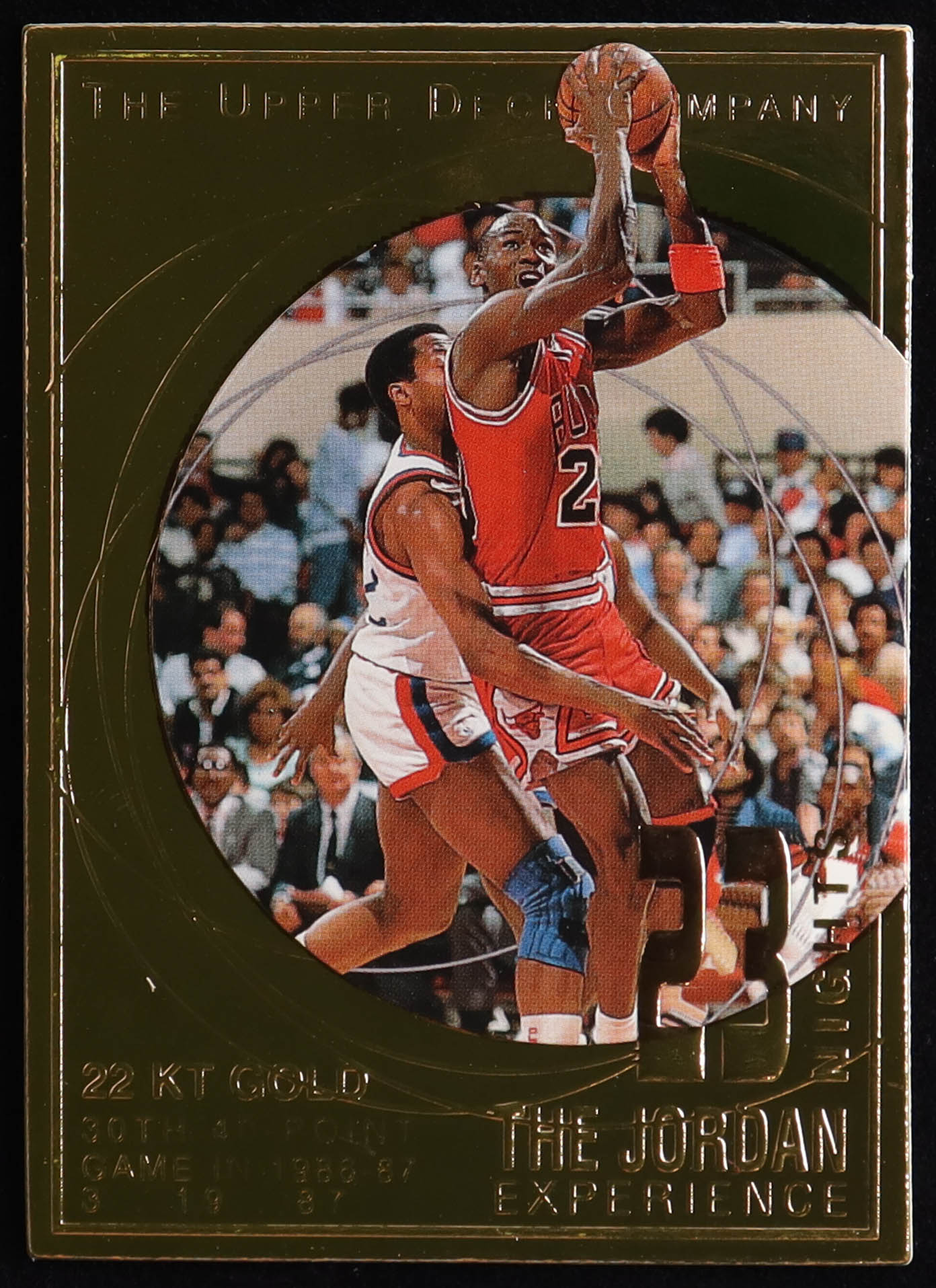 Michael Jordan 1997 Upper Deck The Jordan Experience 23 Nights 22KT Gold Card #/23,000 at PristineAuction.com Michael Jordan 1997 Upper Deck The Jordan Experience 23 Nights 22KT Gold Card #/23,000 at PristineAuction.com