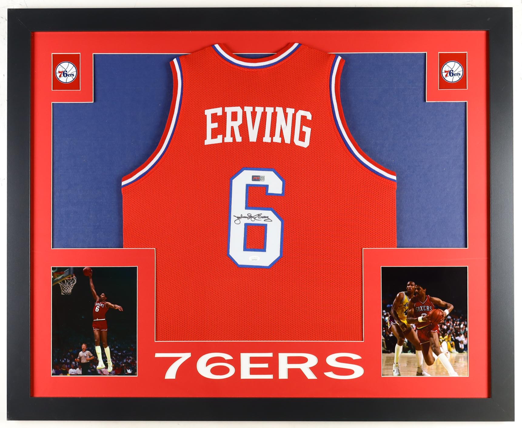 Julius Erving Signed Custom Framed Jersey Display (JSA) at PristineAuction.com Julius Erving Signed Custom Framed Jersey Display (JSA) at PristineAuction.com
