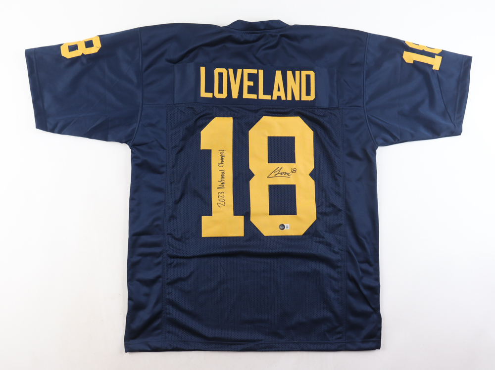 Colston Loveland Signed Jersey Inscribed "2023 National Champs!" (Beckett) at PristineAuction.com Colston Loveland Signed Jersey Inscribed "2023 National Champs!" (Beckett) at PristineAuction.com