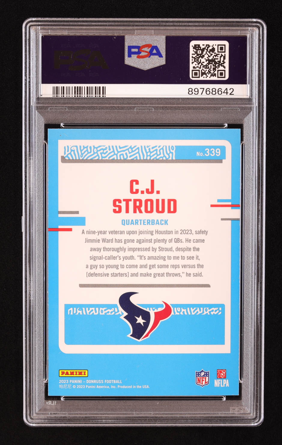 CJ Stroud 2023 Donruss Press Proof Blue #339 RR RC (PSA 9) at PristineAuction.com CJ Stroud 2023 Donruss Press Proof Blue #339 RR RC (PSA 9) at PristineAuction.com