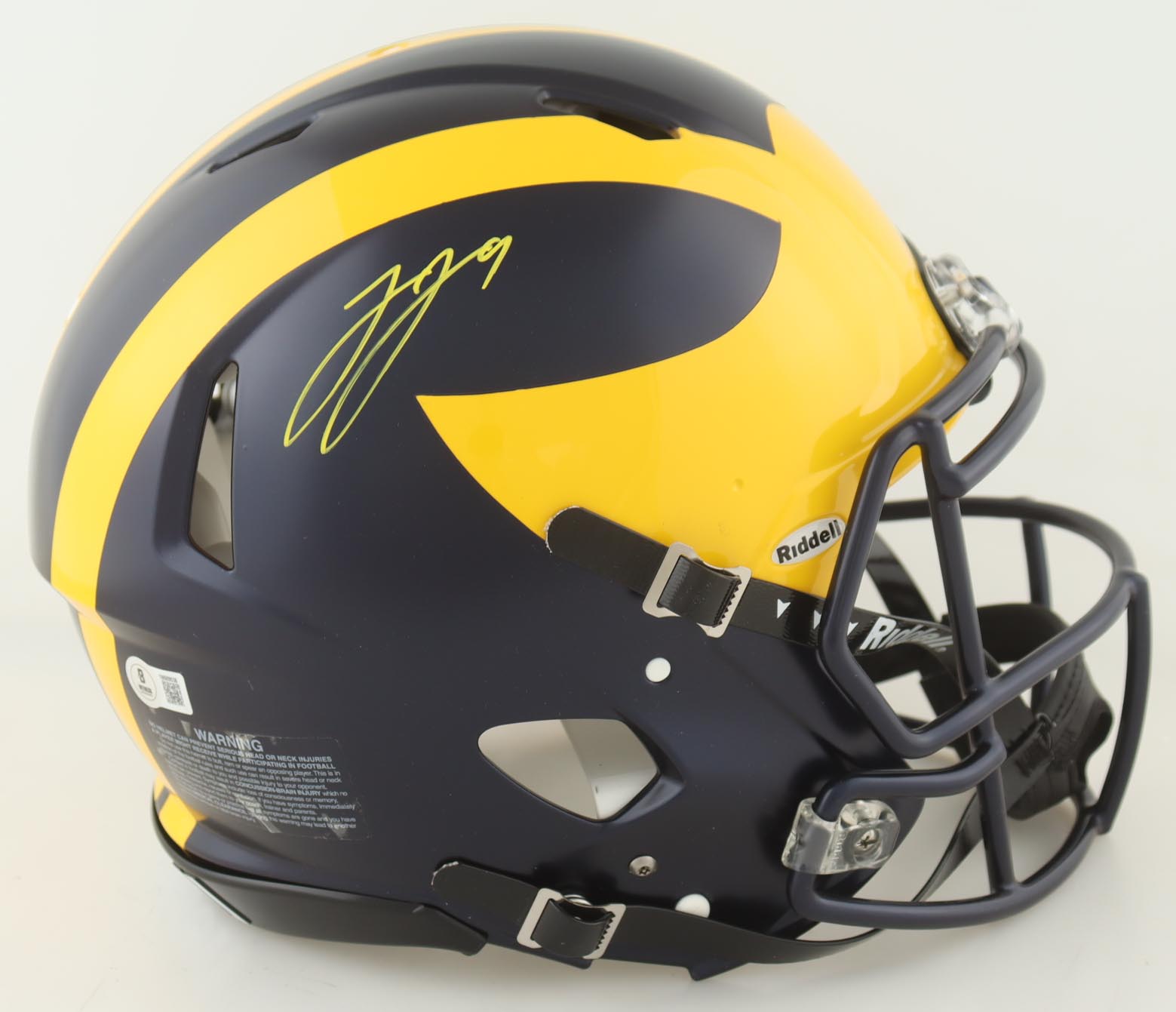 J. J. McCarthy Signed Michigan Wolverines Full-Size On-Field Authentic Speed Helmet (Beckett) at PristineAuction.com J. J. McCarthy Signed Michigan Wolverines Full-Size On-Field Authentic Speed Helmet (Beckett) at PristineAuction.com