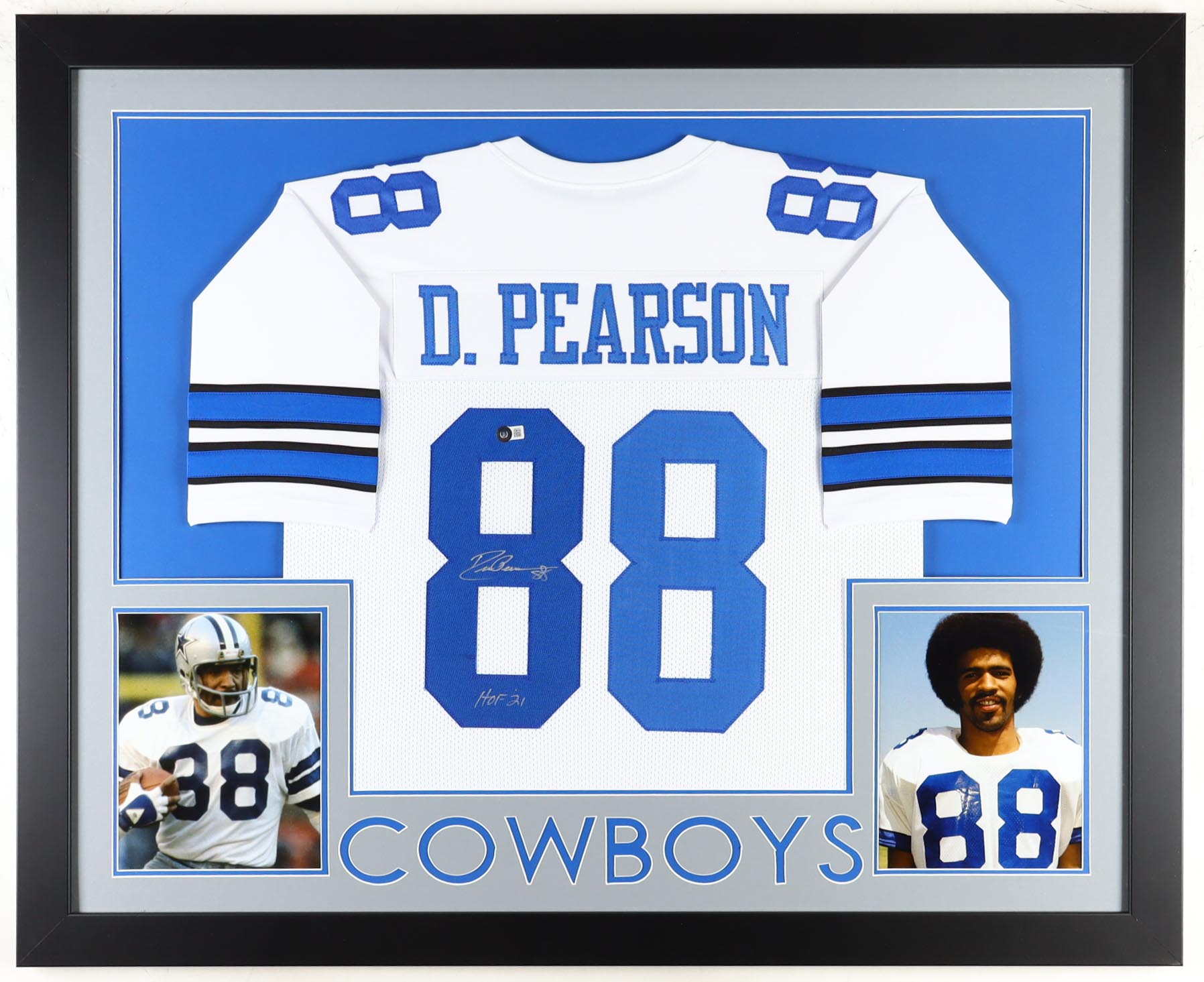 Drew Pearson Signed Custom Framed Jersey Display Inscribed "HOF 21" (Beckett) at PristineAuction.com Drew Pearson Signed Custom Framed Jersey Display Inscribed "HOF 21" (Beckett) at PristineAuction.com
