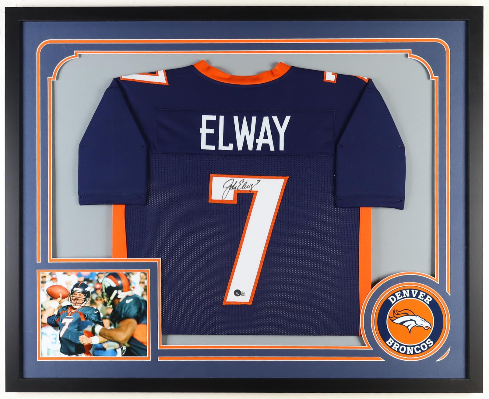 John Elway Signed Custom Framed Jersey Display (Beckett) at PristineAuction.com John Elway Signed Custom Framed Jersey Display (Beckett) at PristineAuction.com