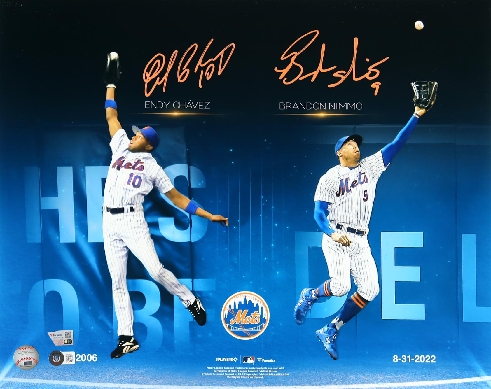 Endy Chávez & Brandon Nimmo Signed Mets 16x20 Photo (Beckett & Fanatics) at PristineAuction.com Endy Chávez & Brandon Nimmo Signed Mets 16x20 Photo (Beckett & Fanatics) at PristineAuction.com