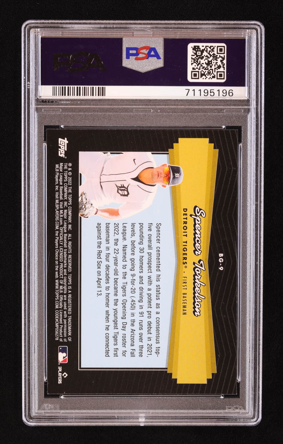 Spencer Torkelson 2022 Topps Update Black Gold #BG9 RC (PSA 9) at PristineAuction.com Spencer Torkelson 2022 Topps Update Black Gold #BG9 RC (PSA 9) at PristineAuction.com