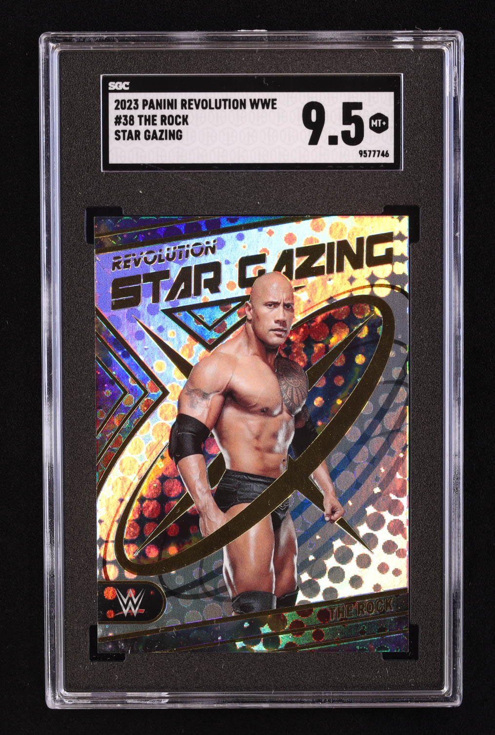 The Rock 2023 Revolution WWE Star Gazing #38 (SGC 9.5) at PristineAuction.com The Rock 2023 Revolution WWE Star Gazing #38 (SGC 9.5) at PristineAuction.com