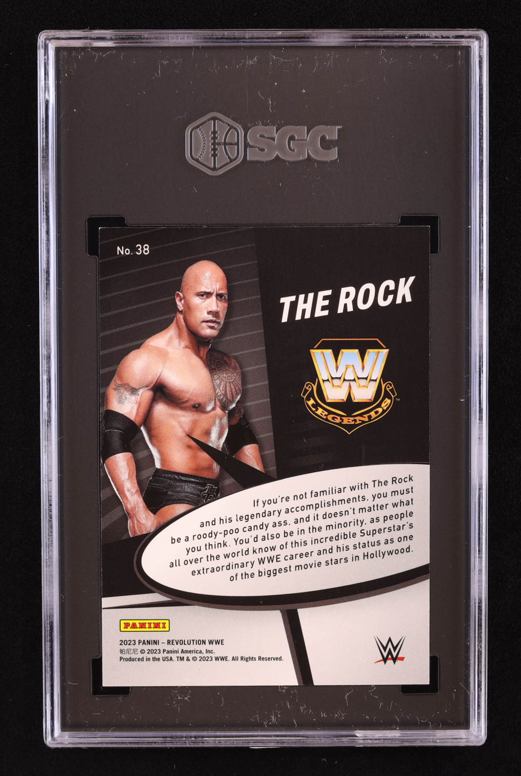 The Rock 2023 Revolution WWE Star Gazing #38 (SGC 9.5) at PristineAuction.com The Rock 2023 Revolution WWE Star Gazing #38 (SGC 9.5) at PristineAuction.com