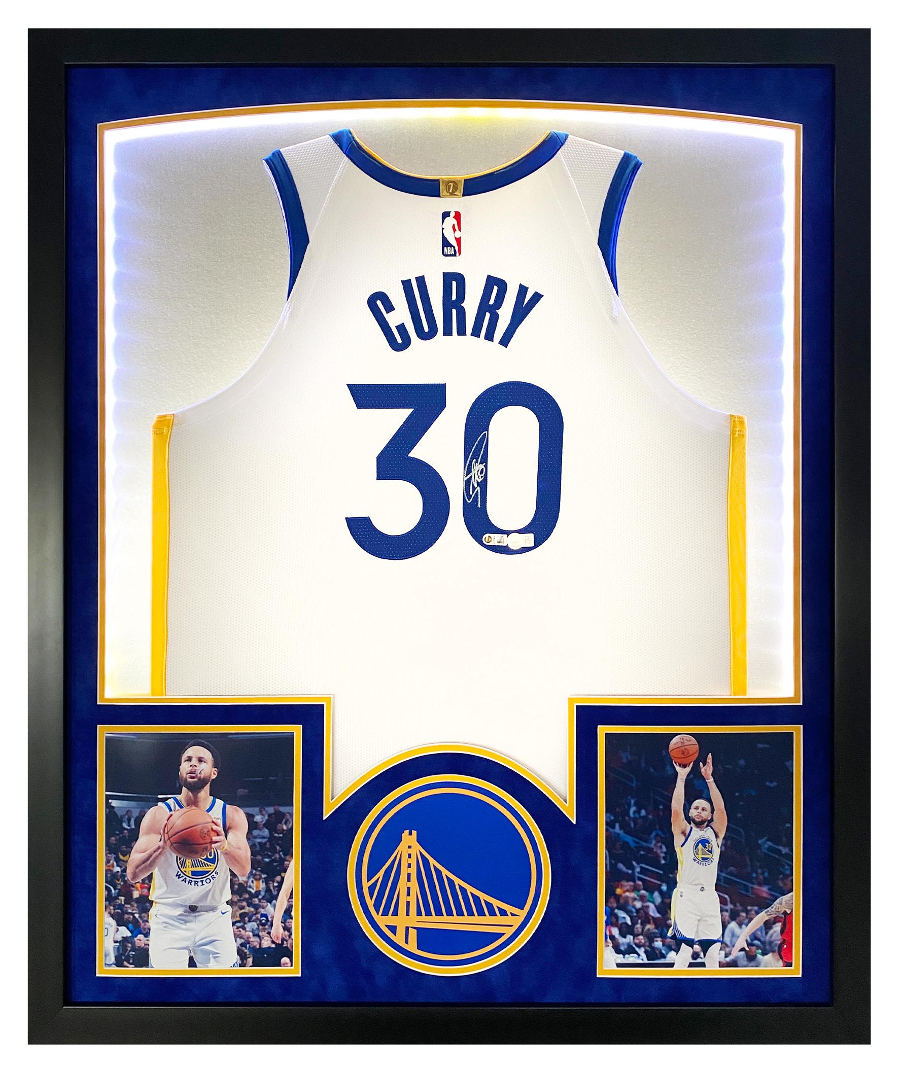 Stephen Curry Signed Warriors Custom Framed Nike Swingman Jersey Display with LED Lights (Beckett) at PristineAuction.com Stephen Curry Signed Warriors Custom Framed Nike Swingman Jersey Display with LED Lights (Beckett) at PristineAuction.com