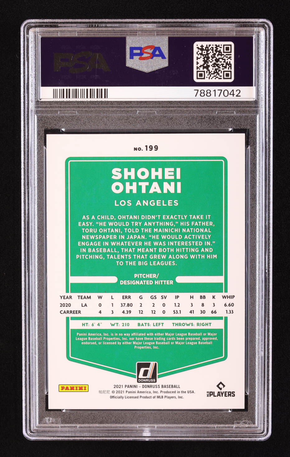 Shohei Ohtani 2021 Donruss Holo Orange #199 (PSA 9) at PristineAuction.com Shohei Ohtani 2021 Donruss Holo Orange #199 (PSA 9) at PristineAuction.com