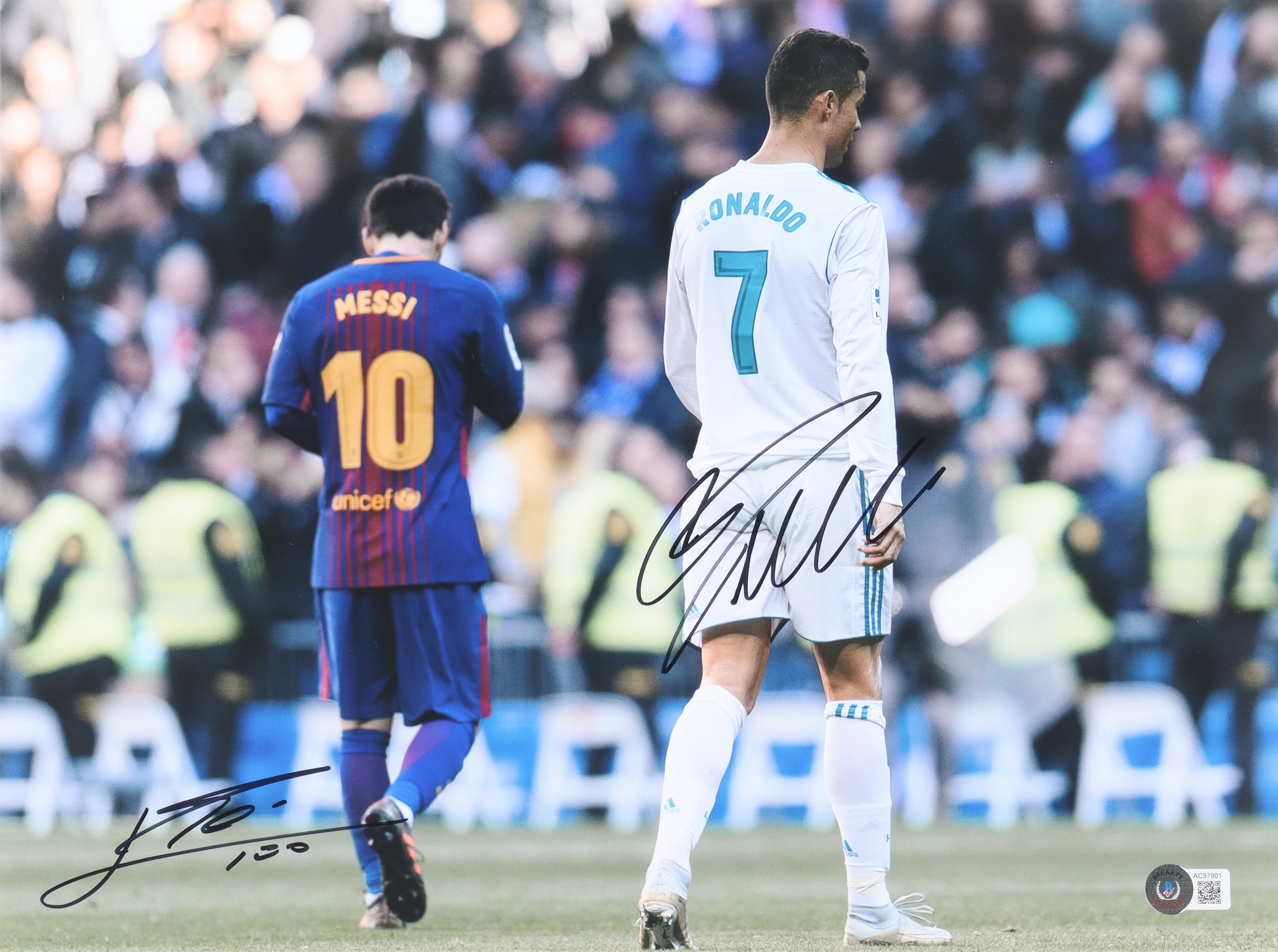 Lionel Messi & Cristiano Ronaldo Signed 12x16 Photo (Beckett) at PristineAuction.com Lionel Messi & Cristiano Ronaldo Signed 12x16 Photo (Beckett) at PristineAuction.com