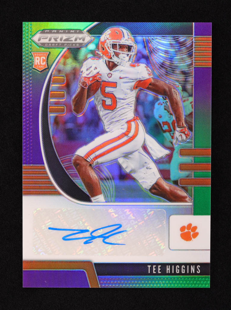 Tee Higgins 2020 Panini Prizm Draft Picks Autograph Prizms Purple and Green #107 RC #46/199