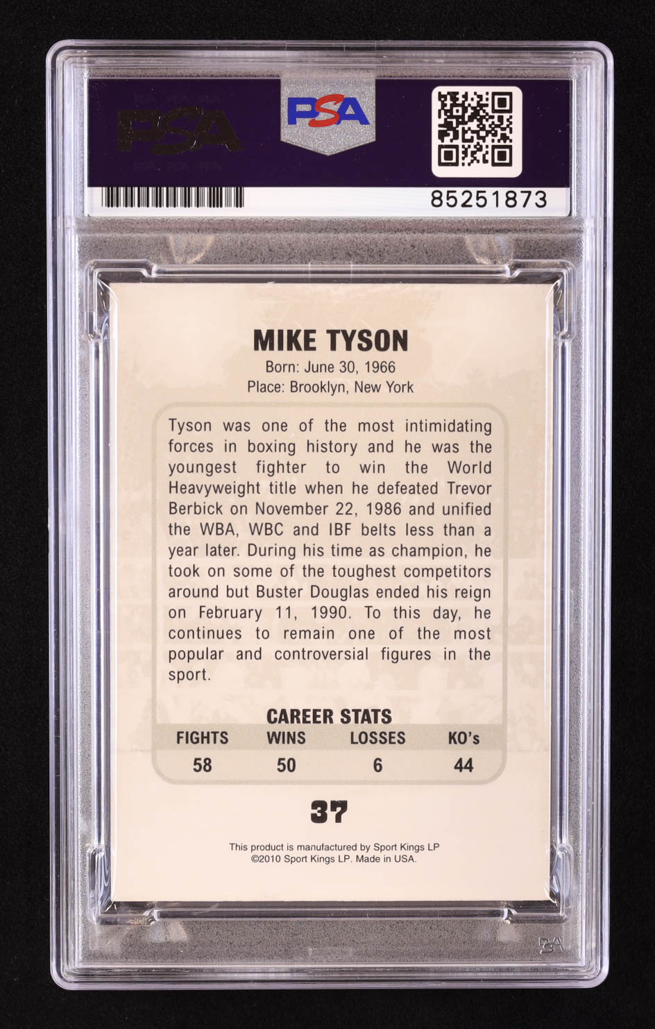 Mike Tyson Signed 2010 Ringside Boxing Round One #37 (PSA | Auto 8) at PristineAuction.com Mike Tyson Signed 2010 Ringside Boxing Round One #37 (PSA | Auto 8) at PristineAuction.com