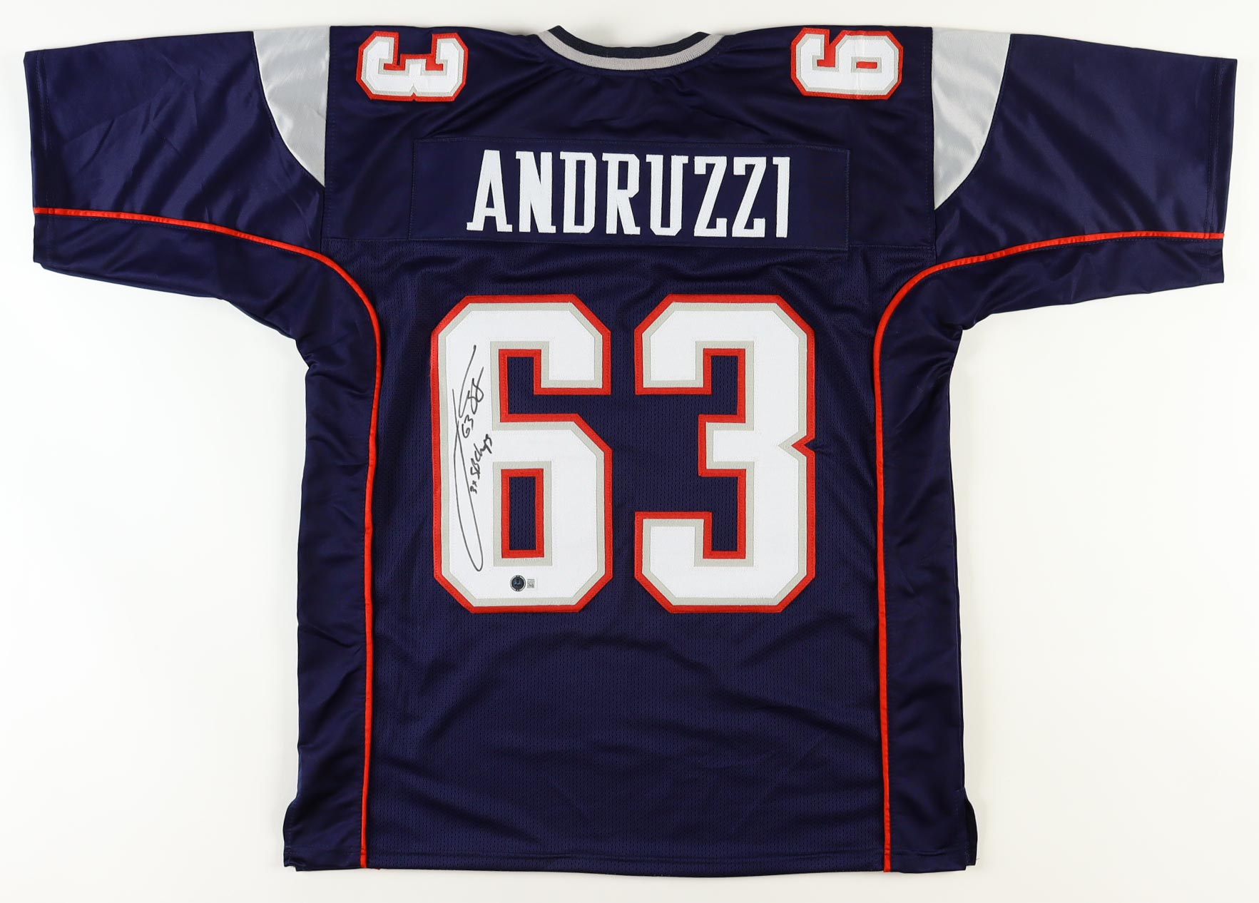 Joe Andruzzi Signed Jersey Inscribed "3x SB Champs" (Beckett) at PristineAuction.com Joe Andruzzi Signed Jersey Inscribed "3x SB Champs" (Beckett) at PristineAuction.com