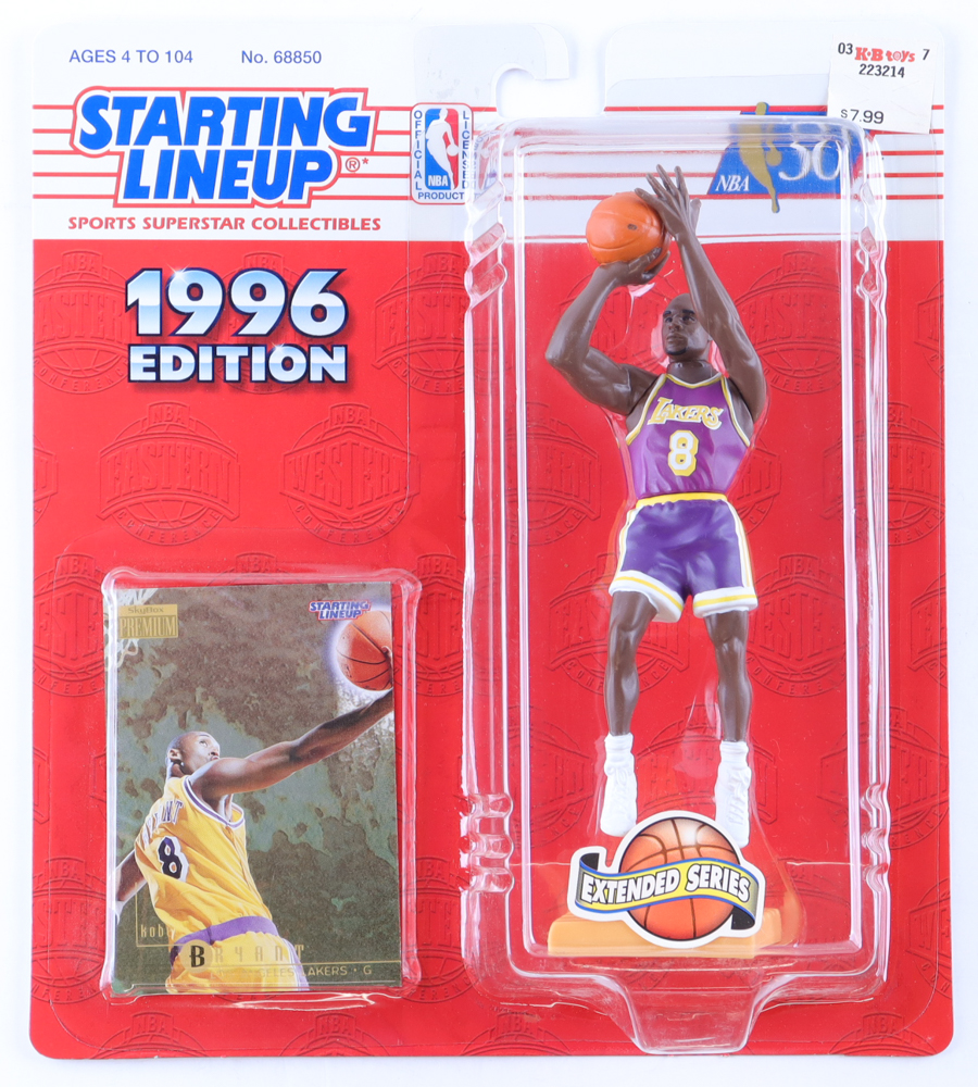 Kobe Bryant 1996 Lakers Starting Lineup Extended Series Figure With Skybox Premium Sealed Card at PristineAuction.com Kobe Bryant 1996 Lakers Starting Lineup Extended Series Figure With Skybox Premium Sealed Card at PristineAuction.com