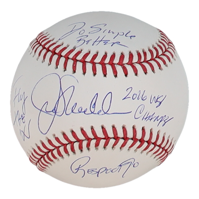 Joe Maddon Signed OML Logo Baseball With Inscriptions (JSA) at PristineAuction.com Joe Maddon Signed OML Logo Baseball With Inscriptions (JSA) at PristineAuction.com