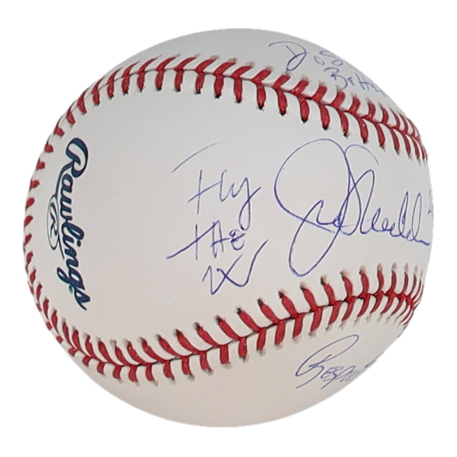 Joe Maddon Signed OML Logo Baseball With Inscriptions (JSA) at PristineAuction.com Joe Maddon Signed OML Logo Baseball With Inscriptions (JSA) at PristineAuction.com