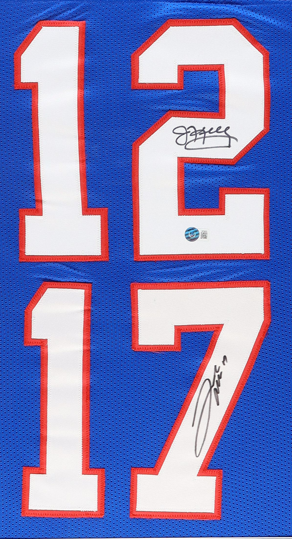 Jim Kelly & Josh Allen Signed "Passing The Torch" Custom Framed Jersey Display (Beckett) at PristineAuction.com Jim Kelly & Josh Allen Signed "Passing The Torch" Custom Framed Jersey Display (Beckett) at PristineAuction.com