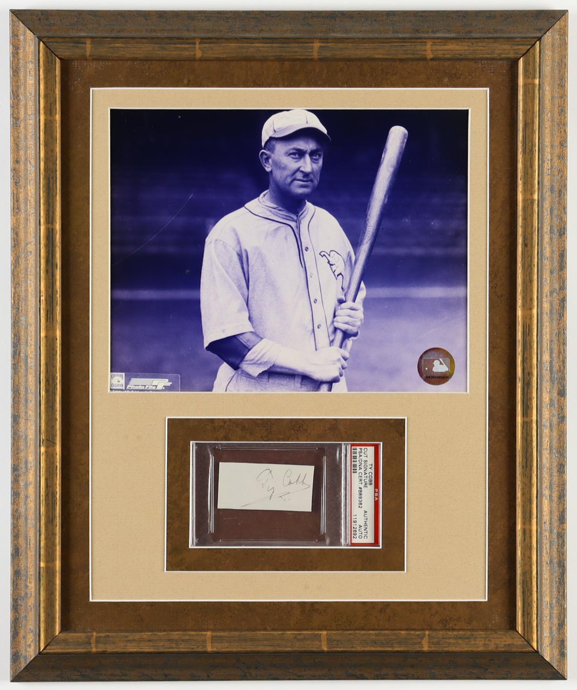 Ty Cobb Signed Custom Framed Cut Display (PSA) at PristineAuction.com Ty Cobb Signed Custom Framed Cut Display (PSA) at PristineAuction.com