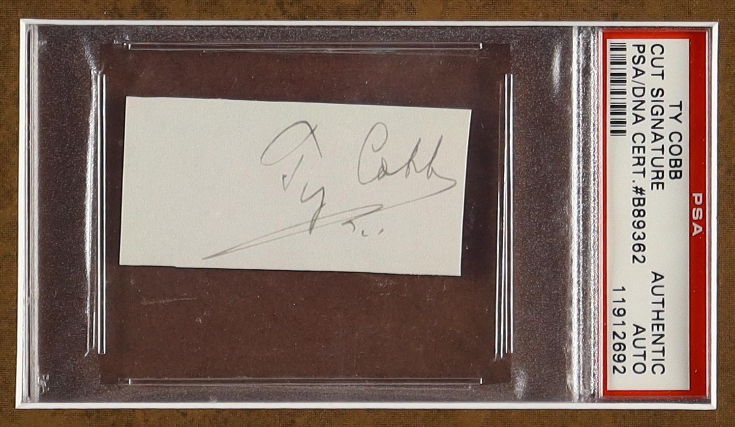 Ty Cobb Signed Custom Framed Cut Display (PSA) at PristineAuction.com Ty Cobb Signed Custom Framed Cut Display (PSA) at PristineAuction.com