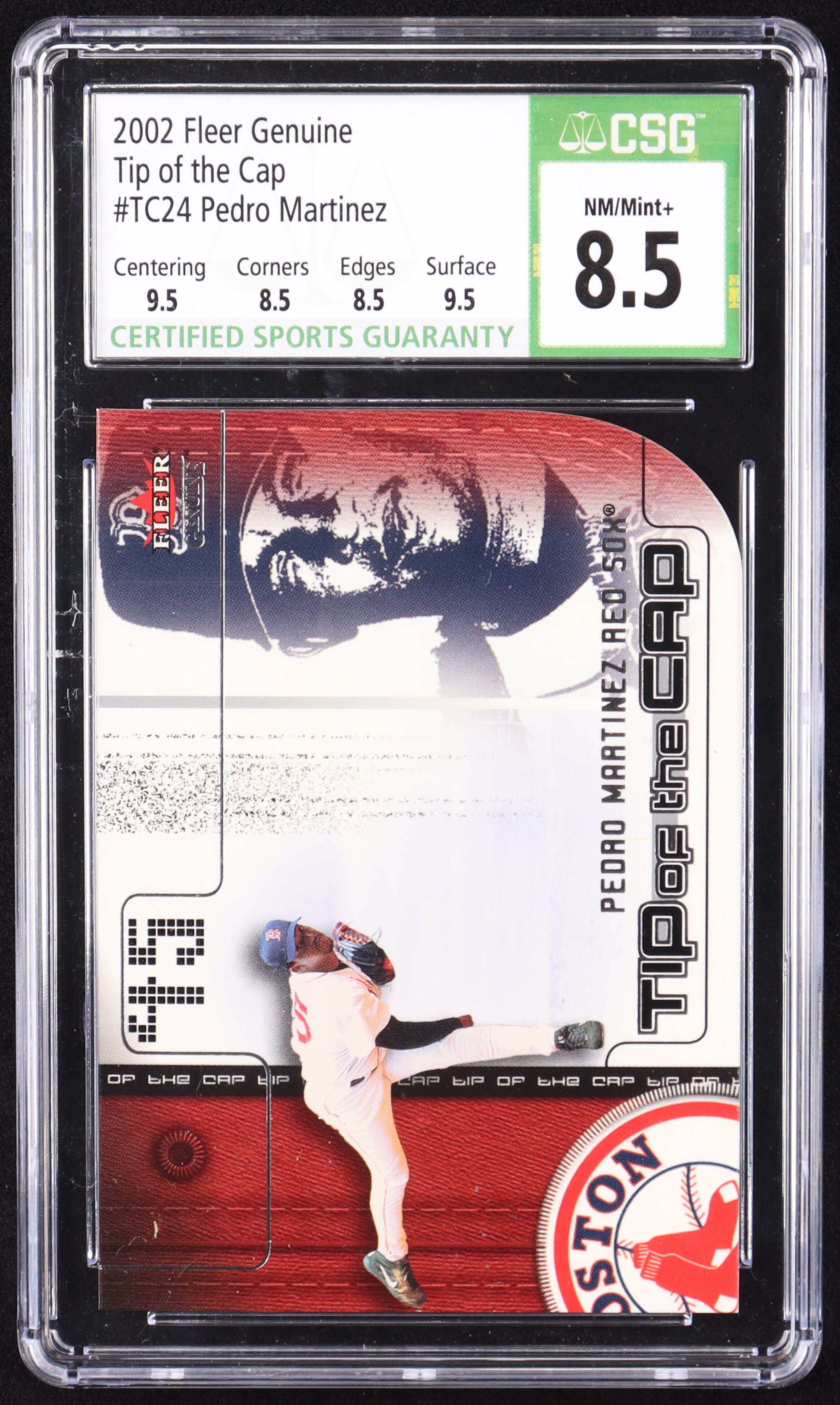 Pedro Martinez 2002 Fleer Genuine Tip of the Cap #24 (CSG 8.5) at PristineAuction.com Pedro Martinez 2002 Fleer Genuine Tip of the Cap #24 (CSG 8.5) at PristineAuction.com
