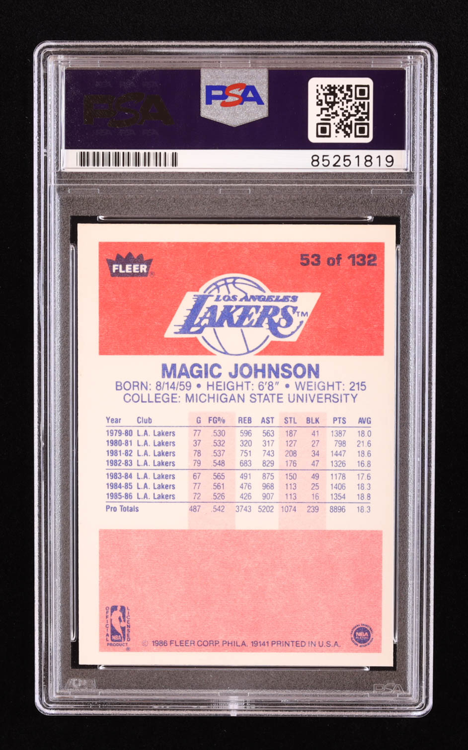 Magic Johnson Signed 1986-87 Fleer #53 (PSA | Auto 10) at PristineAuction.com Magic Johnson Signed 1986-87 Fleer #53 (PSA | Auto 10) at PristineAuction.com