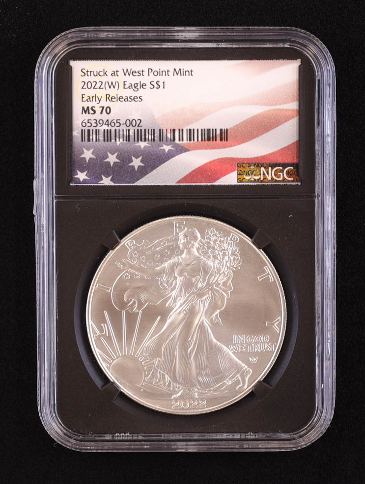 2022(W) American Silver Eagle - Early Releases - Struck at the West Point Mint (NGC MS70) at PristineAuction.com 2022(W) American Silver Eagle - Early Releases - Struck at the West Point Mint (NGC MS70) at PristineAuction.com