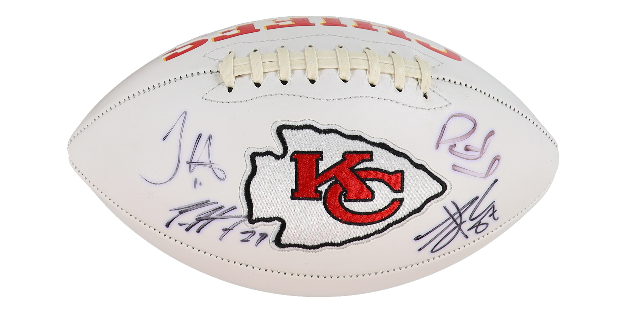 Patrick Mahomes, Tyreek Hill, Kareem Hunt & Travis Kelce Signed Chiefs Logo Football (Fanatics) at PristineAuction.com Patrick Mahomes, Tyreek Hill, Kareem Hunt & Travis Kelce Signed Chiefs Logo Football (Fanatics) at PristineAuction.com
