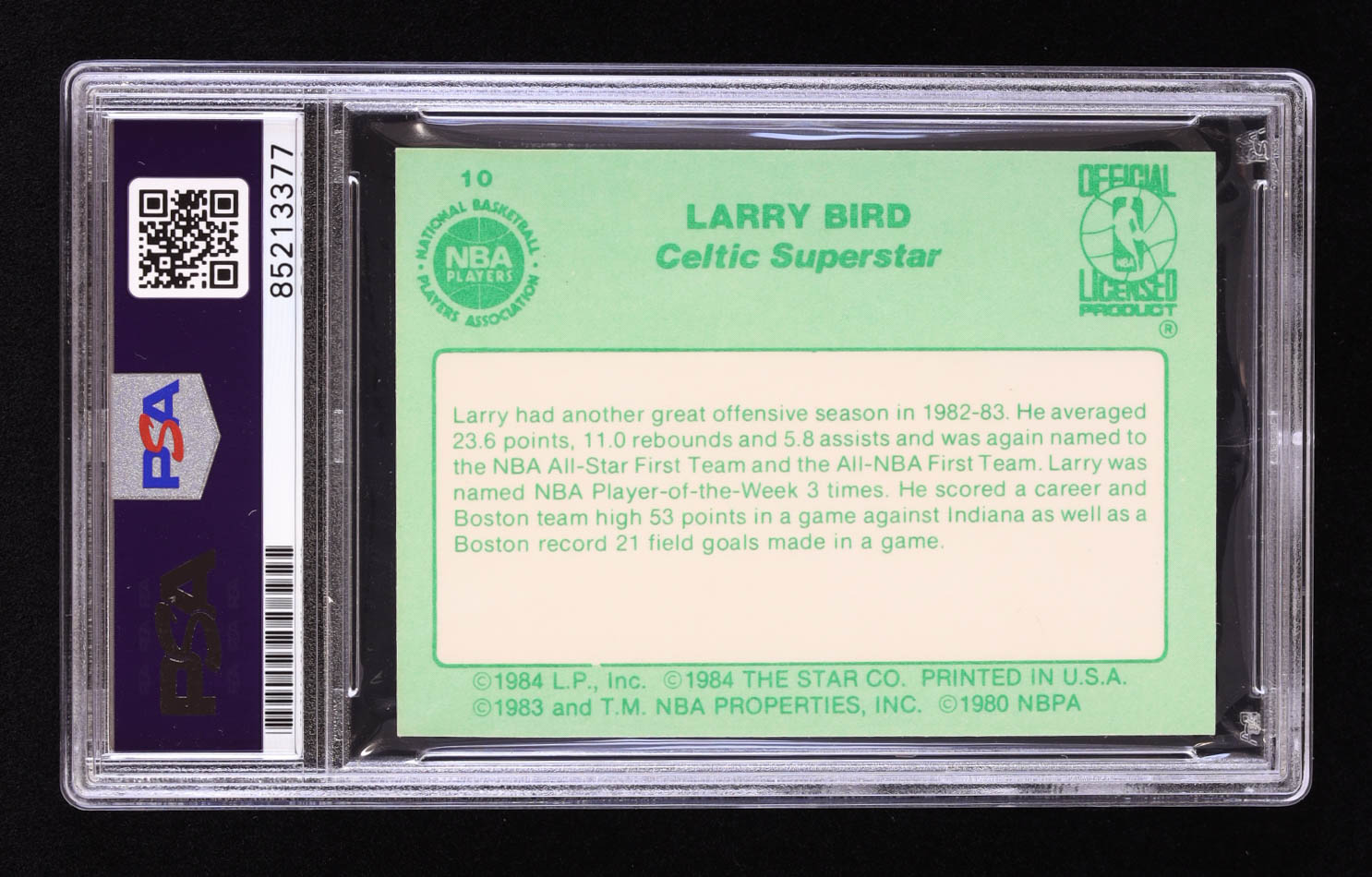 Larry Bird Signed 1984 Star Larry Bird #10 The 1982-83 Season (PSA | Auto 10) at PristineAuction.com Larry Bird Signed 1984 Star Larry Bird #10 The 1982-83 Season (PSA | Auto 10) at PristineAuction.com