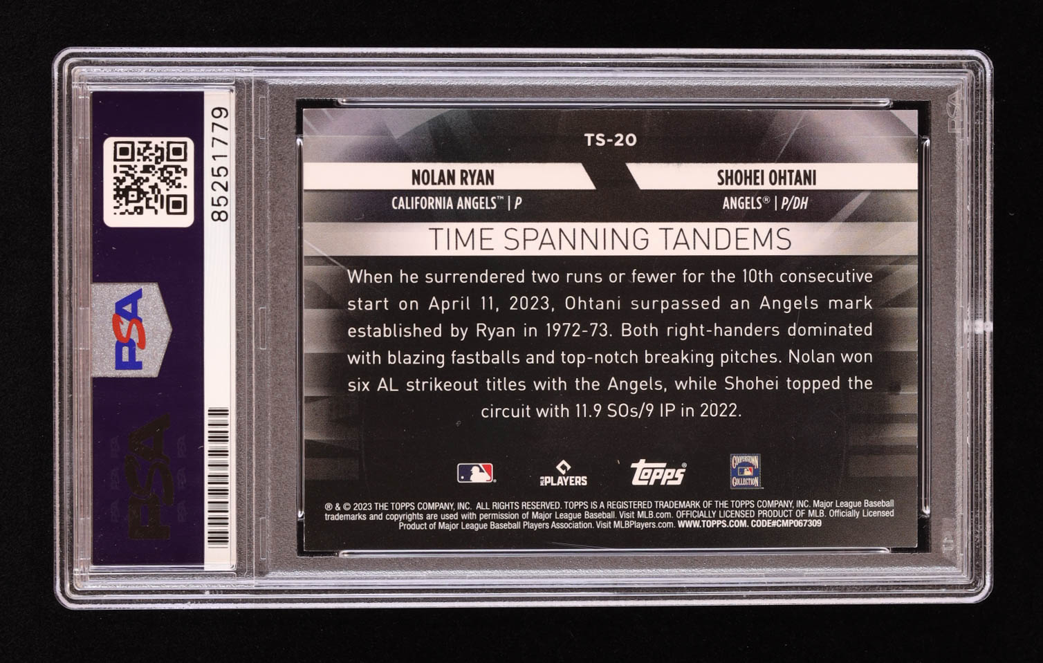Nolan Ryan Signed 2023 Topps Update Time-Spanning Tandems #TS20 Shohei Ohtani / Nolan Ryan (PSA | Auto 10) at PristineAuction.com Nolan Ryan Signed 2023 Topps Update Time-Spanning Tandems #TS20 Shohei Ohtani / Nolan Ryan (PSA | Auto 10) at PristineAuction.com
