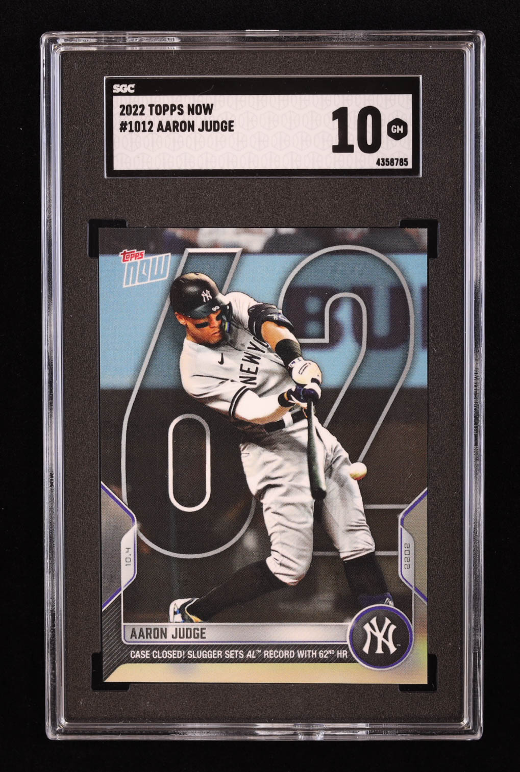 Aaron Judge 2022 Topps Now #1012 (SGC 10) at PristineAuction.com Aaron Judge 2022 Topps Now #1012 (SGC 10) at PristineAuction.com