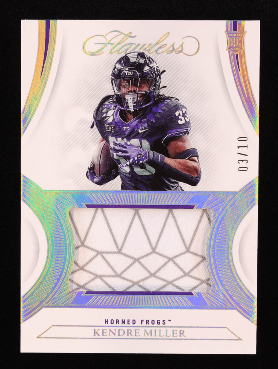 Kendre Miller 2023 Panini Flawless Collegiate Rookie Patches Gold #30 RC #3/10 at PristineAuction.com Kendre Miller 2023 Panini Flawless Collegiate Rookie Patches Gold #30 RC #3/10 at PristineAuction.com