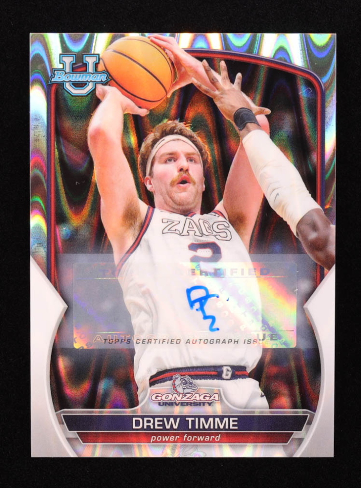 Drew Timme 2022-23 Bowman Chrome University Prospect Autographs RayWave Refractors #61 RC #165/199