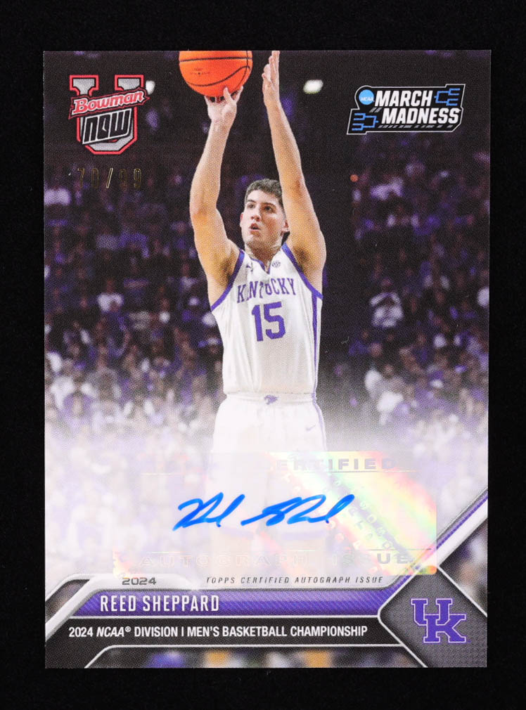 Reed Sheppard 2023-24 Bowman University Now Autographs #58 RC #70/99 at PristineAuction.com Reed Sheppard 2023-24 Bowman University Now Autographs #58 RC #70/99 at PristineAuction.com