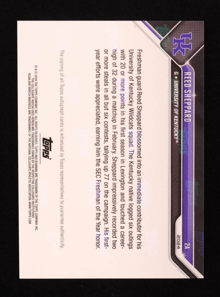 Reed Sheppard 2023-24 Bowman University Now Autographs #58 RC #70/99 at PristineAuction.com Reed Sheppard 2023-24 Bowman University Now Autographs #58 RC #70/99 at PristineAuction.com