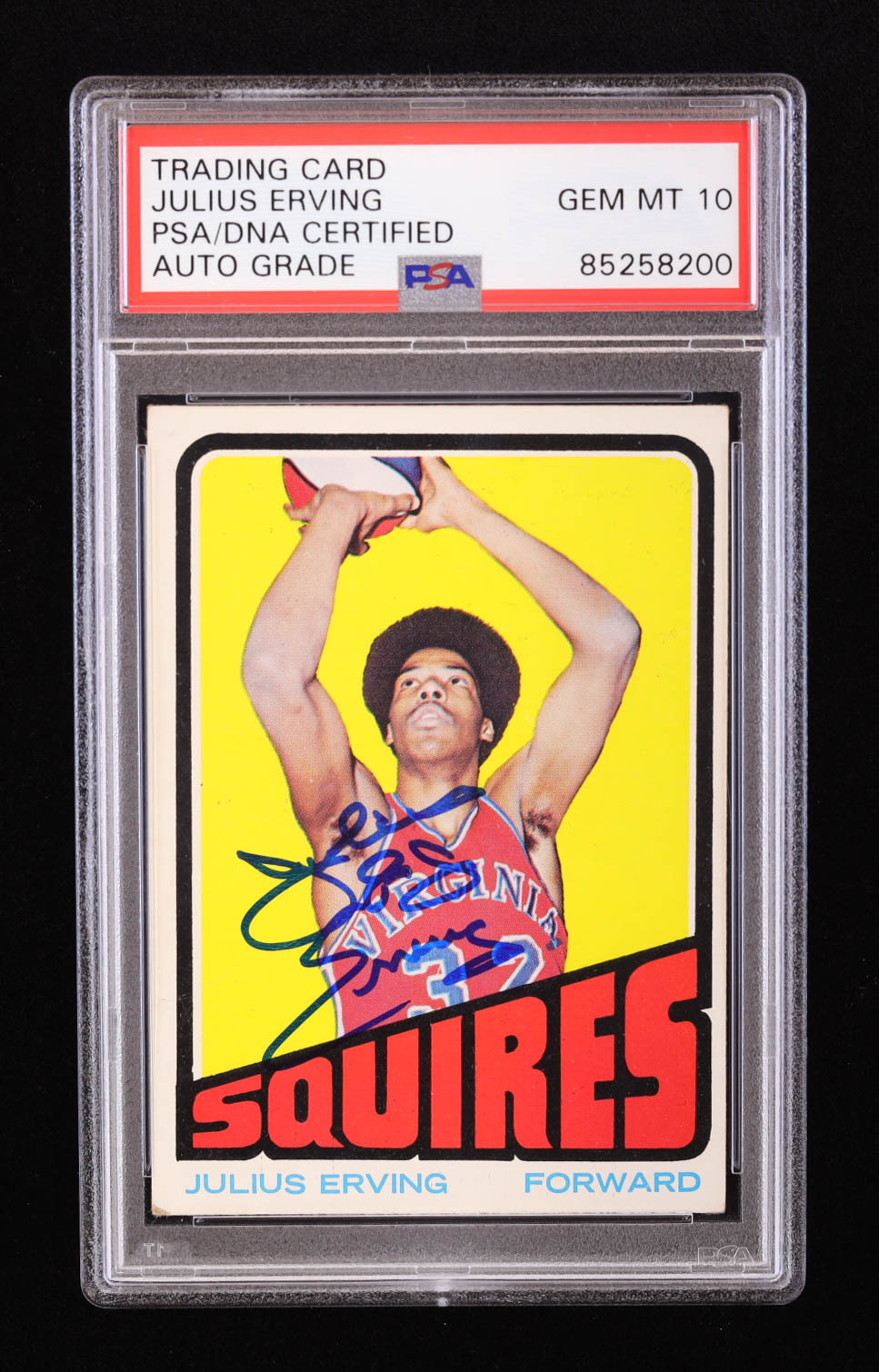 Julius "Dr. J" Erving Signed 1972-73 Topps #195 RC (PSA | Autograph Grade 10) at PristineAuction.com Julius "Dr. J" Erving Signed 1972-73 Topps #195 RC (PSA | Autograph Grade 10) at PristineAuction.com