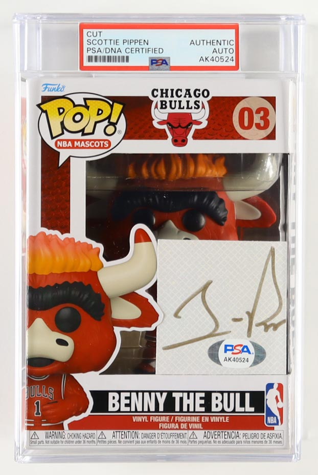 Scottie Pippen Signed Cut with Chicago Bulls #03 "Benny The Bull" Funko Pop! Vinyl Figure (PSA) at PristineAuction.com Scottie Pippen Signed Cut with Chicago Bulls #03 "Benny The Bull" Funko Pop! Vinyl Figure (PSA) at PristineAuction.com