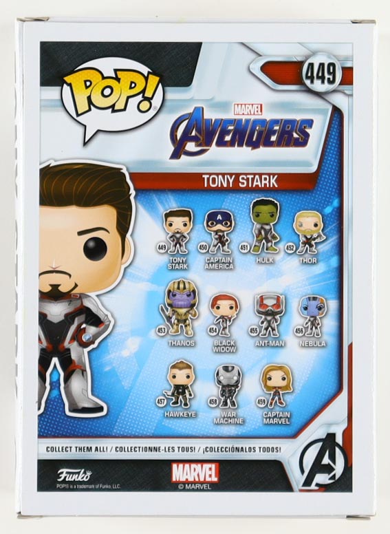 Robert Downey Jr. Signed "Marvel" #449 Tony Stark Bobble-Head Funko Pop! Vinyl Figure (ACOA) at PristineAuction.com Robert Downey Jr. Signed "Marvel" #449 Tony Stark Bobble-Head Funko Pop! Vinyl Figure (ACOA) at PristineAuction.com