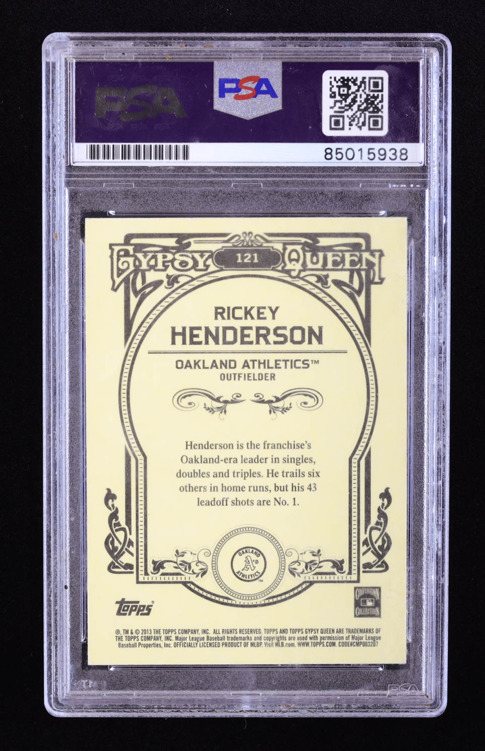 Rickey Henderson Signed 2013 Topps Gypsy Queen #121 (PSA) at PristineAuction.com Rickey Henderson Signed 2013 Topps Gypsy Queen #121 (PSA) at PristineAuction.com