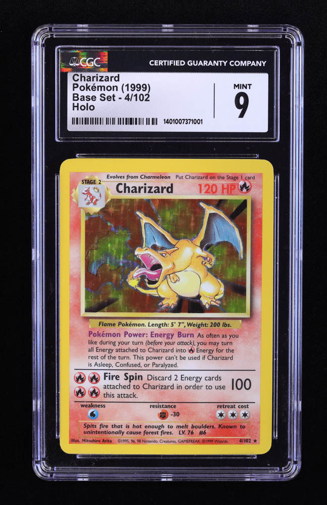 Charizard Pokemon 1999 Base Set #4 Holo (CGC 9) at PristineAuction.com Charizard Pokemon 1999 Base Set #4 Holo (CGC 9) at PristineAuction.com