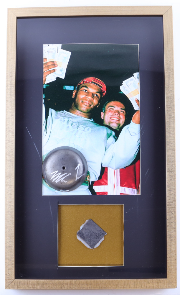 Mike Tyson Signed Boxing Ring Bell Shadowbox Display (Tyson) at PristineAuction.com Mike Tyson Signed Boxing Ring Bell Shadowbox Display (Tyson) at PristineAuction.com