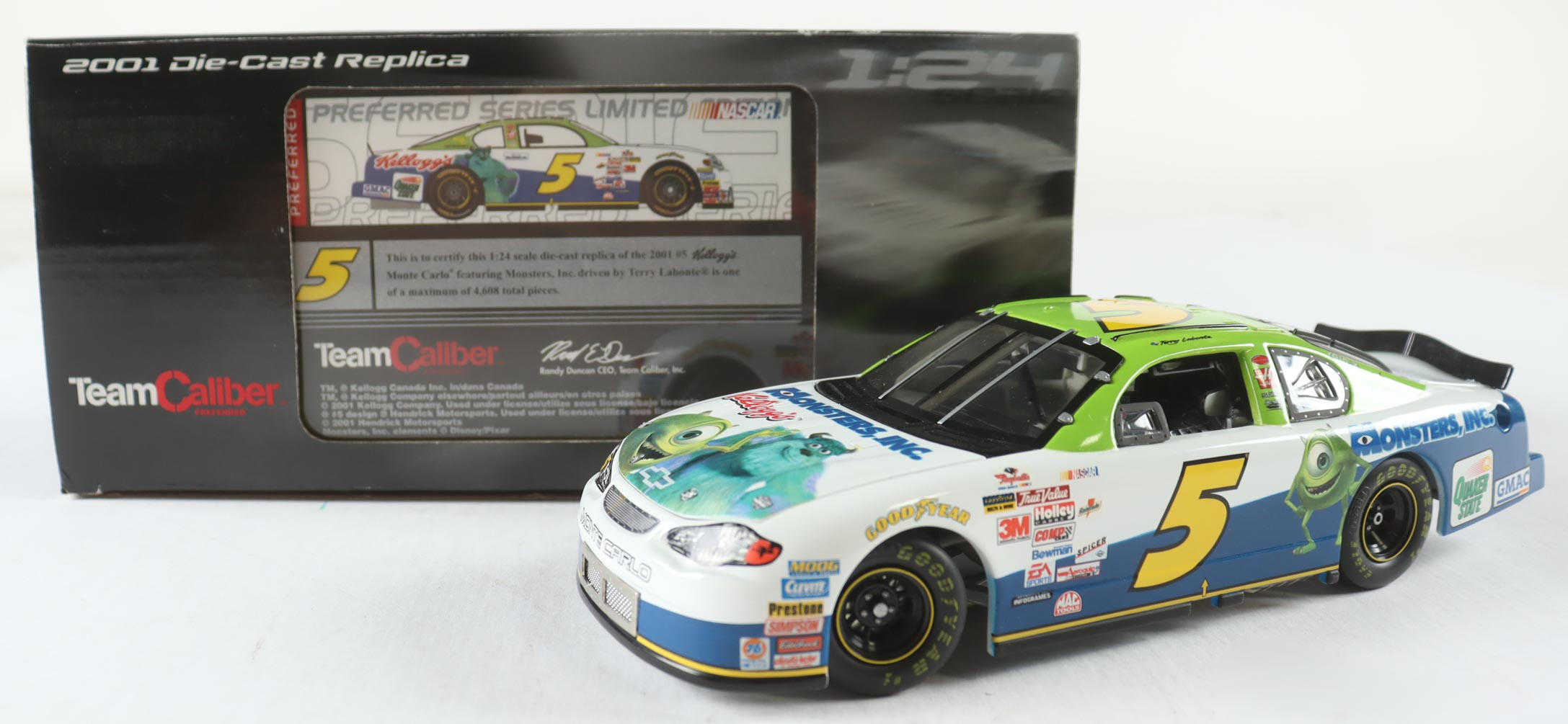 Terry Labonte #5 Kellogg's Monsters Inc - 2001 Monte Carlo 1:24 Scale Diecast Car at PristineAuction.com Terry Labonte #5 Kellogg's Monsters Inc - 2001 Monte Carlo 1:24 Scale Diecast Car at PristineAuction.com