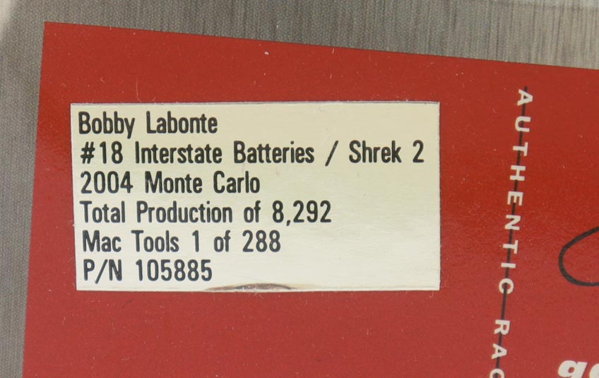 Bobby Labonte #18 Interstate Batteries / Shrek 2 - 2004 Monte Carlo 1:24 Scale Diecast Car at PristineAuction.com Bobby Labonte #18 Interstate Batteries / Shrek 2 - 2004 Monte Carlo 1:24 Scale Diecast Car at PristineAuction.com