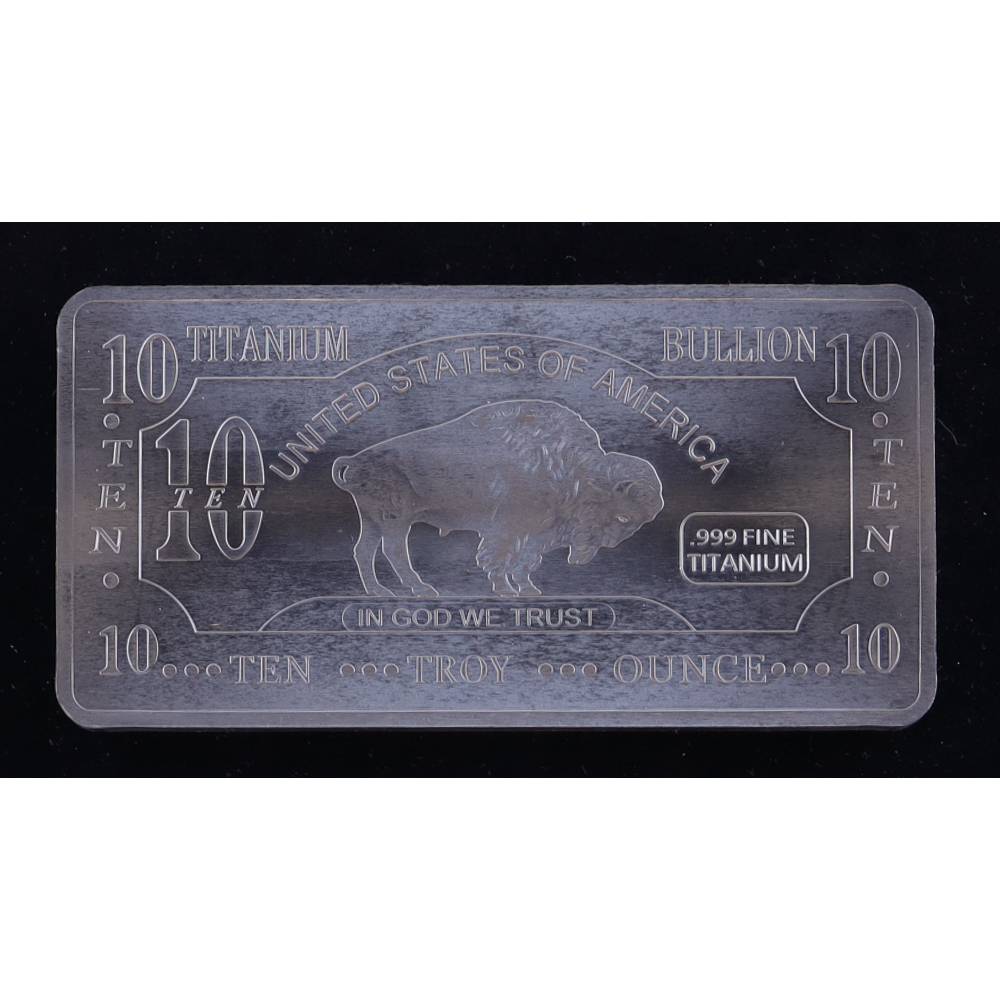 Ten Troy Ounce "Buffalo" .999 Fine Titanium Bullion Bar at PristineAuction.com