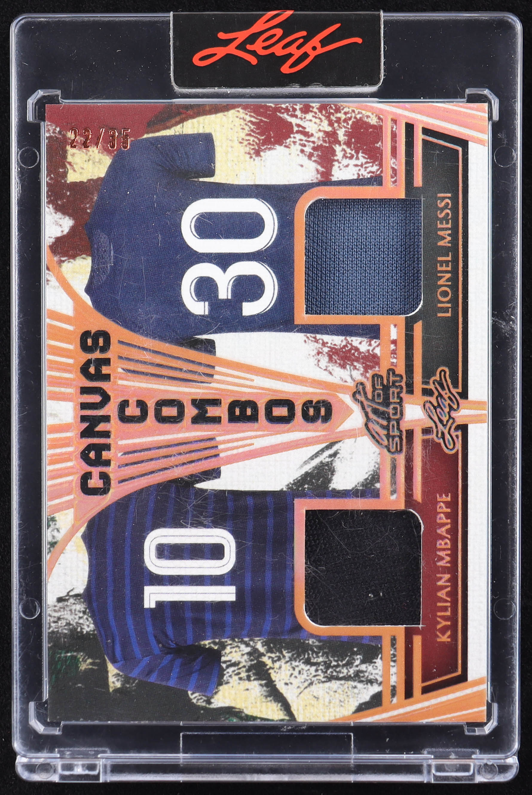 Kylian Mbappe / Lionel Messi 2023 Leaf Art of Sport Canvas Combos #CC23 #22/35 at PristineAuction.com Kylian Mbappe / Lionel Messi 2023 Leaf Art of Sport Canvas Combos #CC23 #22/35 at PristineAuction.com