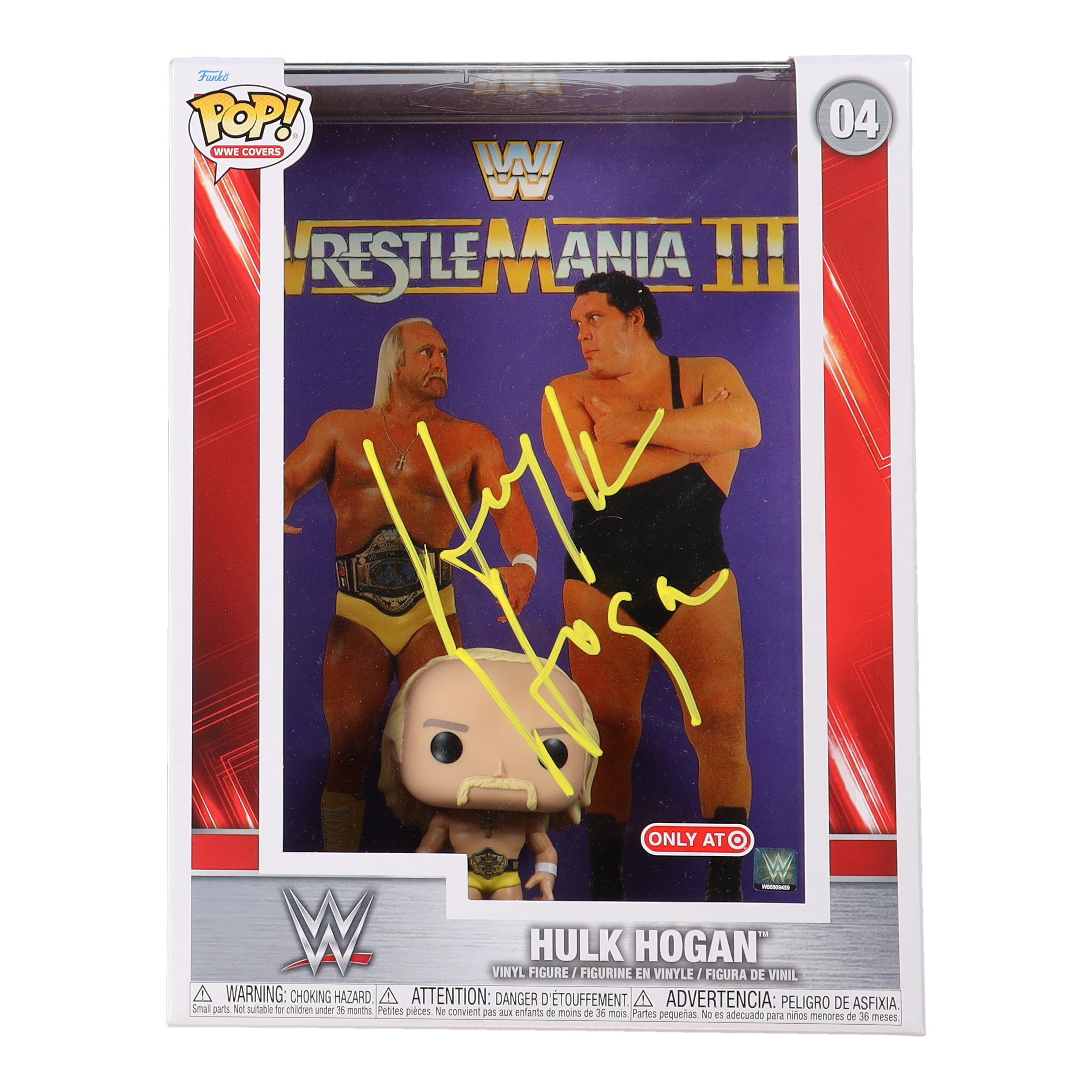Hulk Hogan Signed #04 WrestleMania III Funko Pop! WWE Cover Vinyl Figure (Schwartz) at PristineAuction.com Hulk Hogan Signed #04 WrestleMania III Funko Pop! WWE Cover Vinyl Figure (Schwartz) at PristineAuction.com